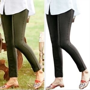 SOFT Surroundings Rochelle Ruffle Straight Leg ankle pant Size XL Olive